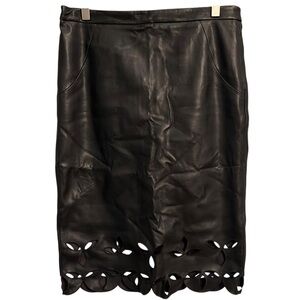 Faux Leather Laser Cut Pencil Midi Skirt